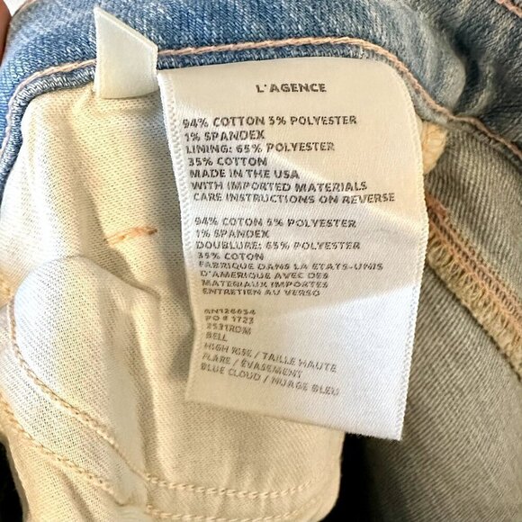 NWT L'AGENCE Bell High Rise Flare Jean in Blue Cloud - Size 29 - Picture 4 of 9